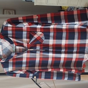 Bulotus Women's Zip Front V-Neck 3/4 Sleeve Tunic Casual Top